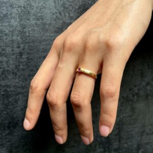 anillo plata baño de oro 24K rubi 