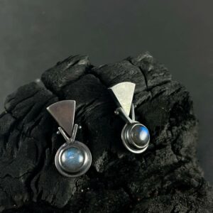 aretes de plata pavonada con labradorita