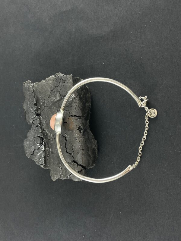 pulsera plata forjada piedra luna rosa